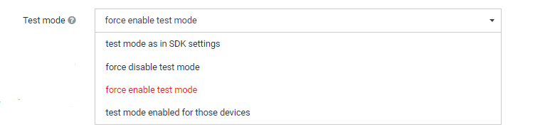 Force test mode setting